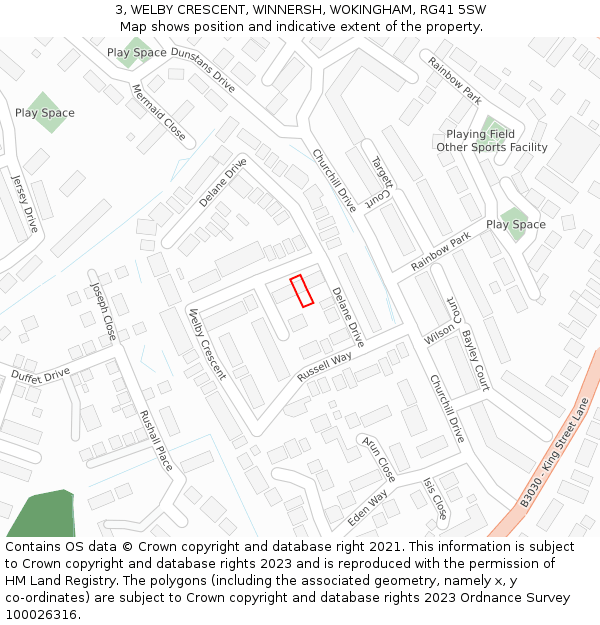 3, WELBY CRESCENT, WINNERSH, WOKINGHAM, RG41 5SW: Location map and indicative extent of plot