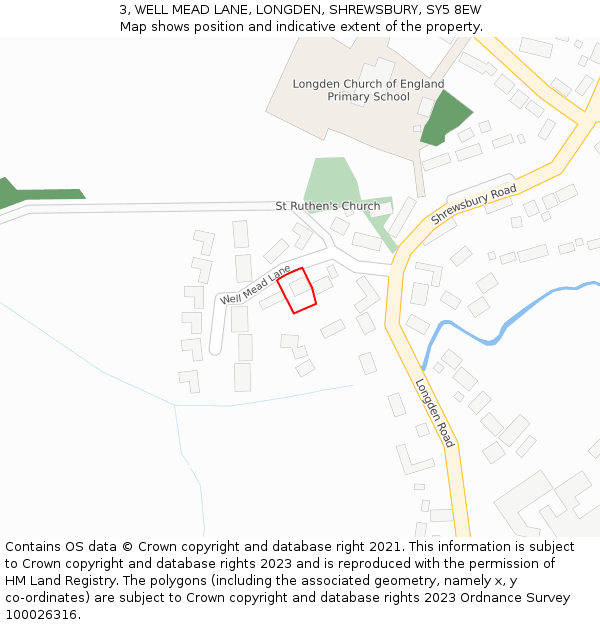 3, WELL MEAD LANE, LONGDEN, SHREWSBURY, SY5 8EW: Location map and indicative extent of plot