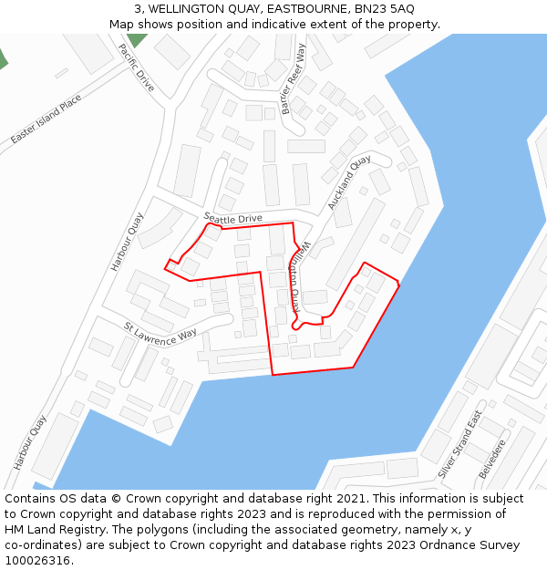 3, WELLINGTON QUAY, EASTBOURNE, BN23 5AQ: Location map and indicative extent of plot