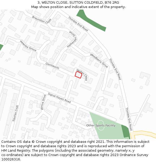 3, WELTON CLOSE, SUTTON COLDFIELD, B76 2RG: Location map and indicative extent of plot