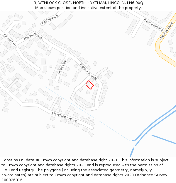 3, WENLOCK CLOSE, NORTH HYKEHAM, LINCOLN, LN6 9XQ: Location map and indicative extent of plot