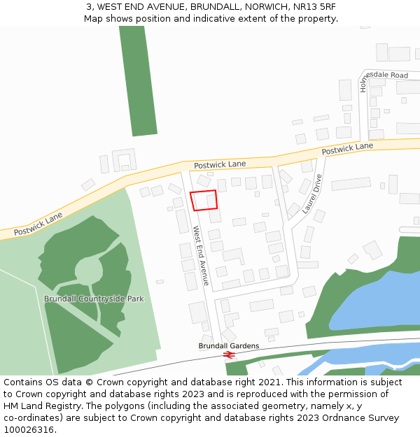 3, WEST END AVENUE, BRUNDALL, NORWICH, NR13 5RF: Location map and indicative extent of plot