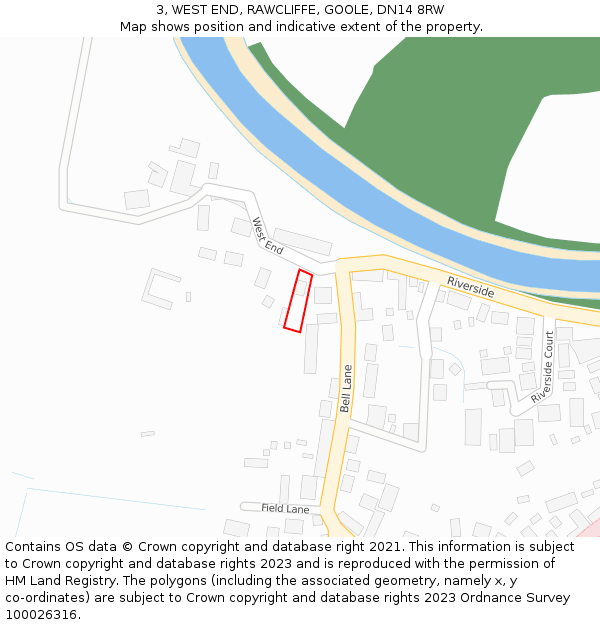 3, WEST END, RAWCLIFFE, GOOLE, DN14 8RW: Location map and indicative extent of plot