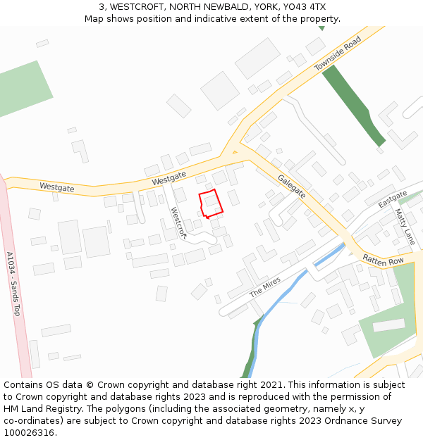 3, WESTCROFT, NORTH NEWBALD, YORK, YO43 4TX: Location map and indicative extent of plot