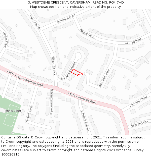 3, WESTDENE CRESCENT, CAVERSHAM, READING, RG4 7HD: Location map and indicative extent of plot