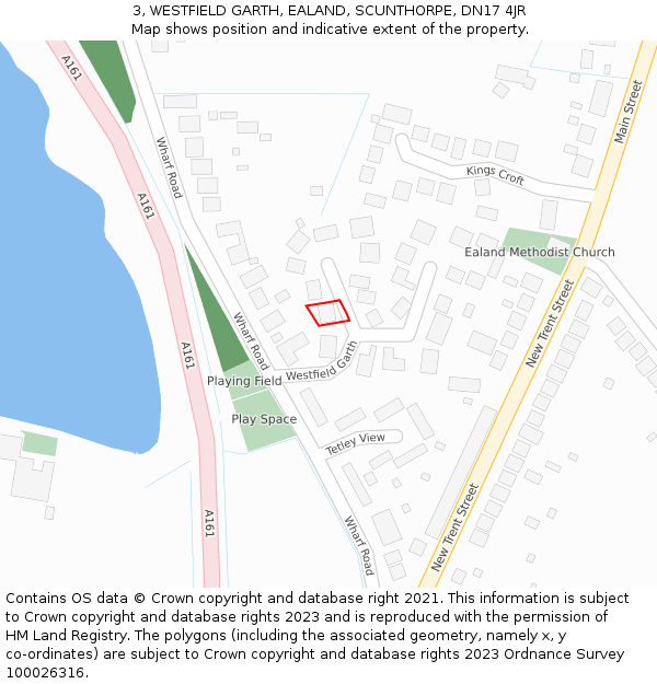 3, WESTFIELD GARTH, EALAND, SCUNTHORPE, DN17 4JR: Location map and indicative extent of plot