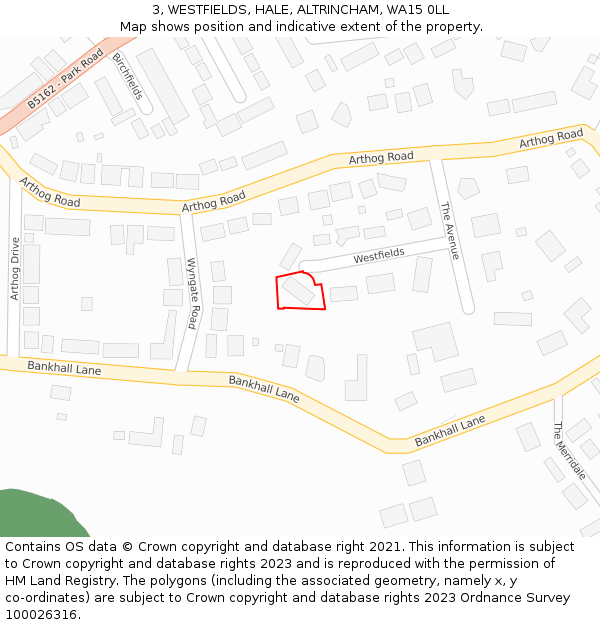 3, WESTFIELDS, HALE, ALTRINCHAM, WA15 0LL: Location map and indicative extent of plot
