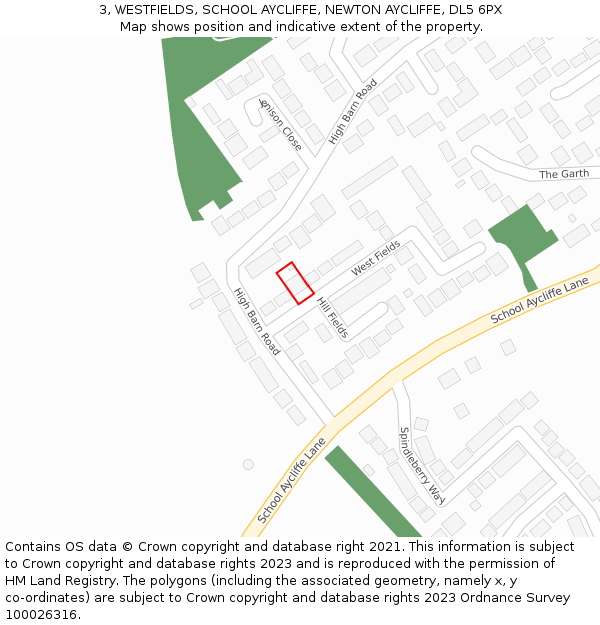 3, WESTFIELDS, SCHOOL AYCLIFFE, NEWTON AYCLIFFE, DL5 6PX: Location map and indicative extent of plot