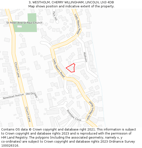 3, WESTHOLM, CHERRY WILLINGHAM, LINCOLN, LN3 4DB: Location map and indicative extent of plot