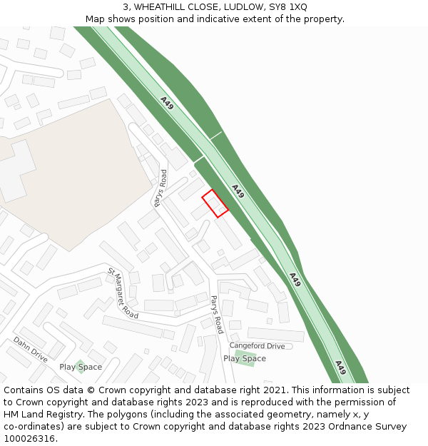 3, WHEATHILL CLOSE, LUDLOW, SY8 1XQ: Location map and indicative extent of plot