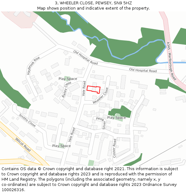 3, WHEELER CLOSE, PEWSEY, SN9 5HZ: Location map and indicative extent of plot