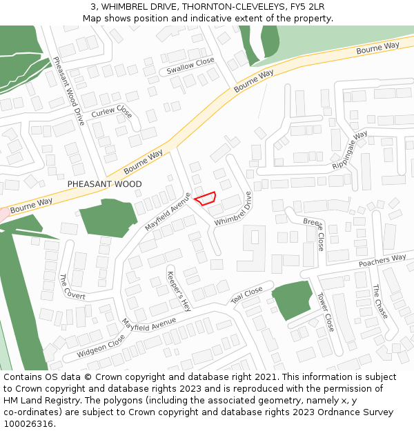 3, WHIMBREL DRIVE, THORNTON-CLEVELEYS, FY5 2LR: Location map and indicative extent of plot