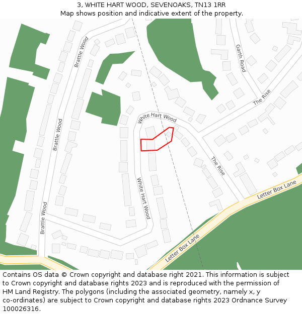 3, WHITE HART WOOD, SEVENOAKS, TN13 1RR: Location map and indicative extent of plot