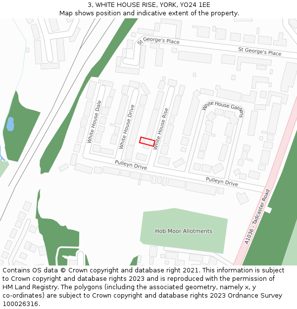 3, WHITE HOUSE RISE, YORK, YO24 1EE: Location map and indicative extent of plot