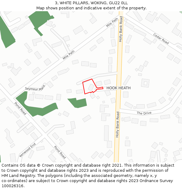 3, WHITE PILLARS, WOKING, GU22 0LL: Location map and indicative extent of plot