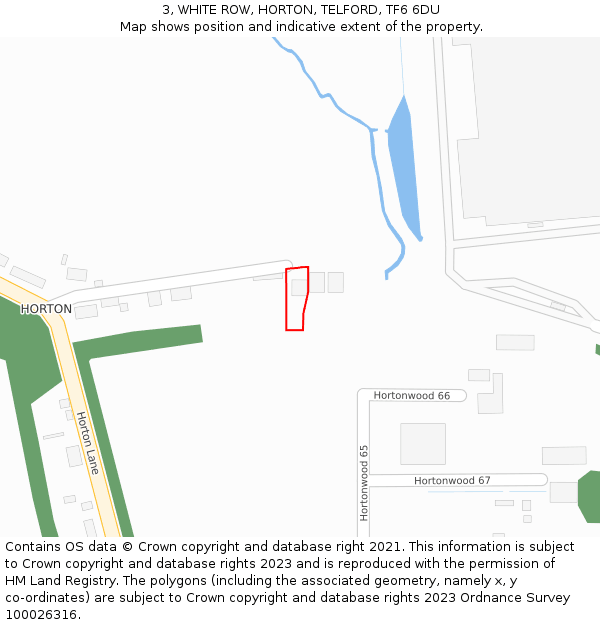 3, WHITE ROW, HORTON, TELFORD, TF6 6DU: Location map and indicative extent of plot
