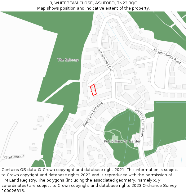 3, WHITEBEAM CLOSE, ASHFORD, TN23 3QG: Location map and indicative extent of plot