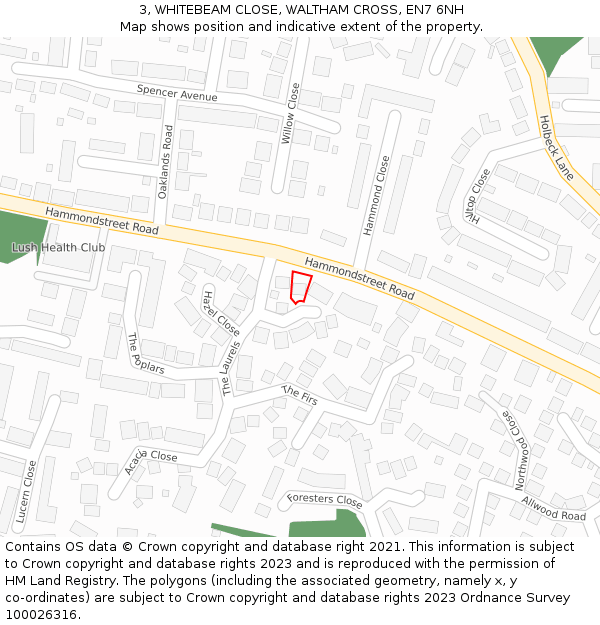 3, WHITEBEAM CLOSE, WALTHAM CROSS, EN7 6NH: Location map and indicative extent of plot