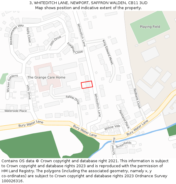 3, WHITEDITCH LANE, NEWPORT, SAFFRON WALDEN, CB11 3UD: Location map and indicative extent of plot