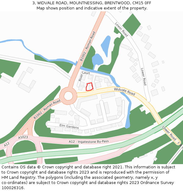 3, WIDVALE ROAD, MOUNTNESSING, BRENTWOOD, CM15 0FF: Location map and indicative extent of plot