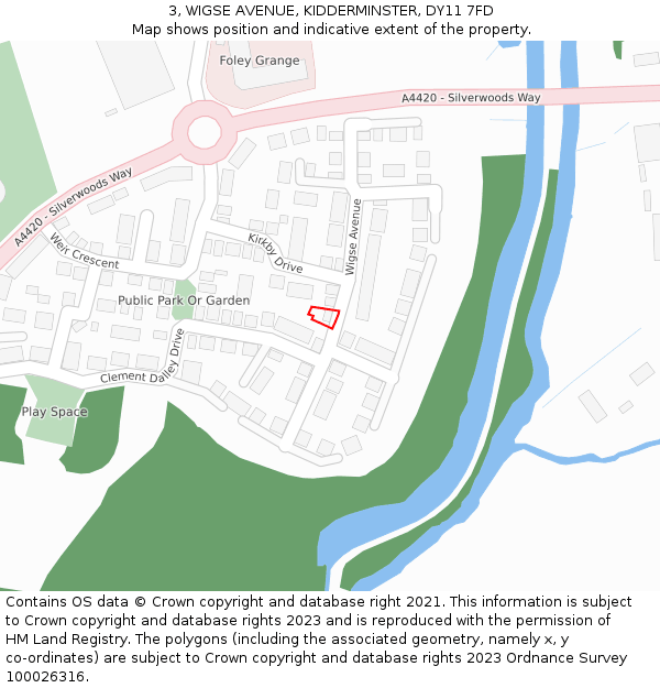 3, WIGSE AVENUE, KIDDERMINSTER, DY11 7FD: Location map and indicative extent of plot