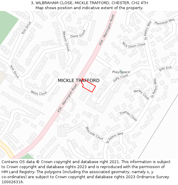 3, WILBRAHAM CLOSE, MICKLE TRAFFORD, CHESTER, CH2 4TH: Location map and indicative extent of plot