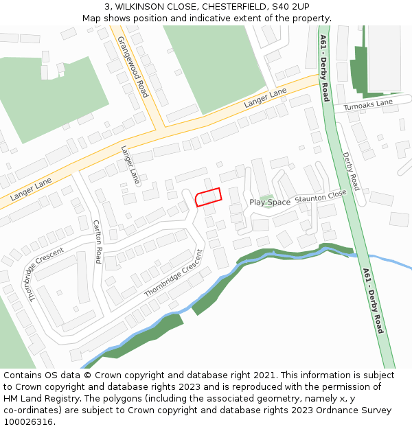 3, WILKINSON CLOSE, CHESTERFIELD, S40 2UP: Location map and indicative extent of plot