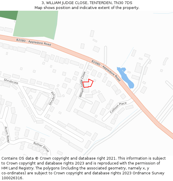 3, WILLIAM JUDGE CLOSE, TENTERDEN, TN30 7DS: Location map and indicative extent of plot