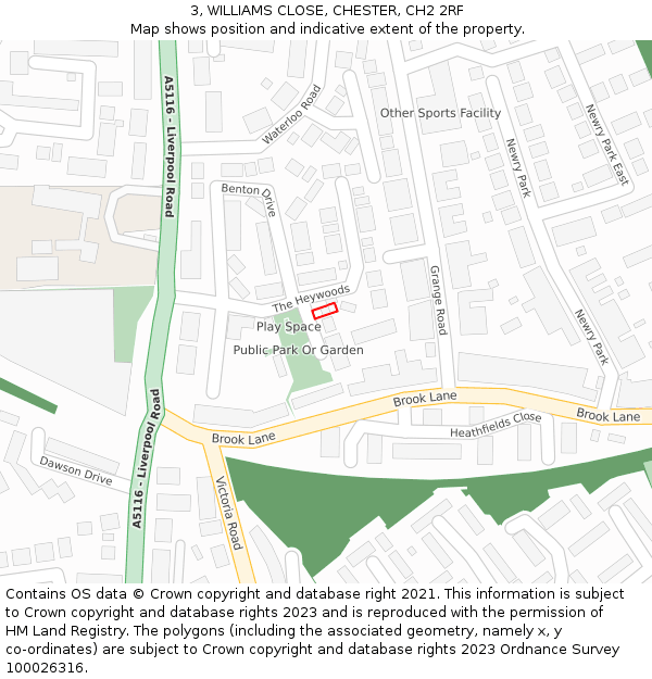 3, WILLIAMS CLOSE, CHESTER, CH2 2RF: Location map and indicative extent of plot