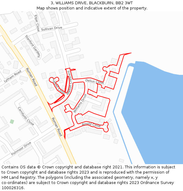 3, WILLIAMS DRIVE, BLACKBURN, BB2 3WT: Location map and indicative extent of plot