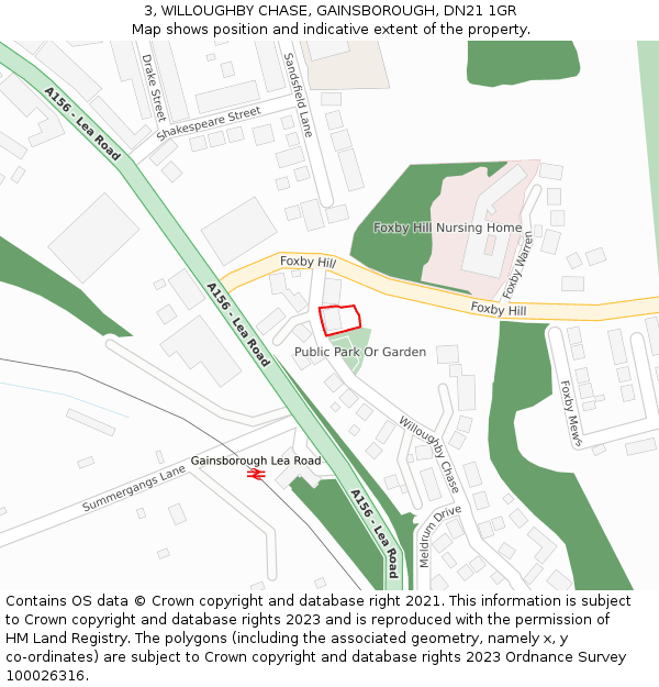3, WILLOUGHBY CHASE, GAINSBOROUGH, DN21 1GR: Location map and indicative extent of plot