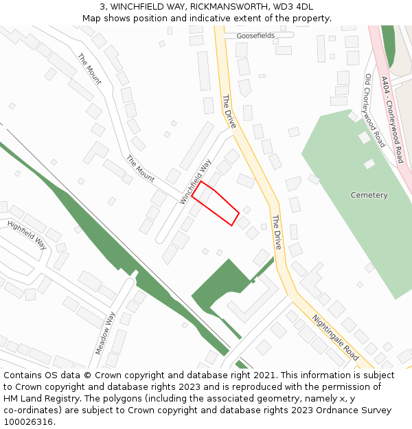 3, WINCHFIELD WAY, RICKMANSWORTH, WD3 4DL: Location map and indicative extent of plot