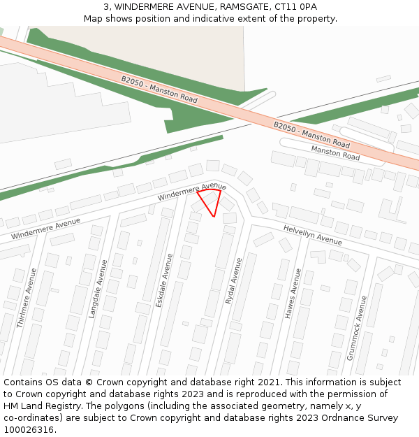 3, WINDERMERE AVENUE, RAMSGATE, CT11 0PA: Location map and indicative extent of plot