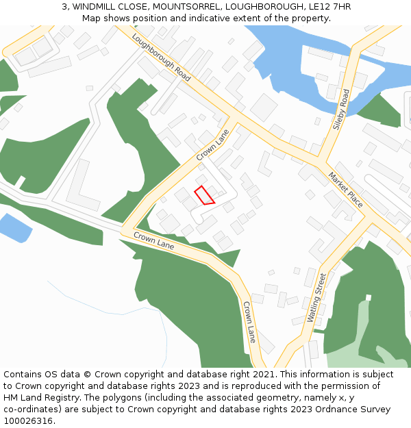 3, WINDMILL CLOSE, MOUNTSORREL, LOUGHBOROUGH, LE12 7HR: Location map and indicative extent of plot