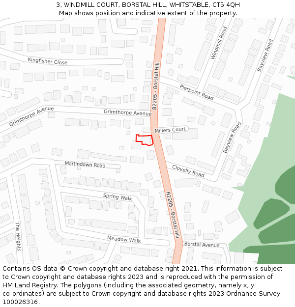 3, WINDMILL COURT, BORSTAL HILL, WHITSTABLE, CT5 4QH: Location map and indicative extent of plot
