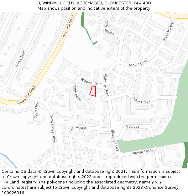 3, WINDMILL FIELD, ABBEYMEAD, GLOUCESTER, GL4 4RQ: Location map and indicative extent of plot