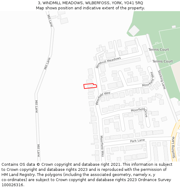 3, WINDMILL MEADOWS, WILBERFOSS, YORK, YO41 5RQ: Location map and indicative extent of plot