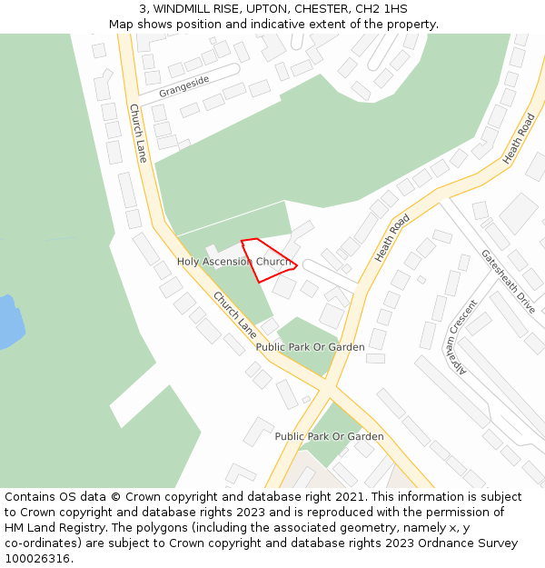 3, WINDMILL RISE, UPTON, CHESTER, CH2 1HS: Location map and indicative extent of plot
