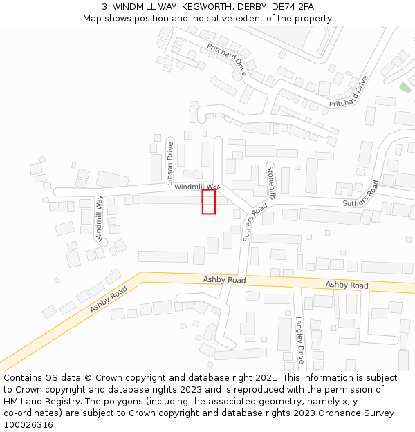 3, WINDMILL WAY, KEGWORTH, DERBY, DE74 2FA: Location map and indicative extent of plot