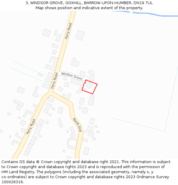 3, WINDSOR GROVE, GOXHILL, BARROW-UPON-HUMBER, DN19 7UL: Location map and indicative extent of plot