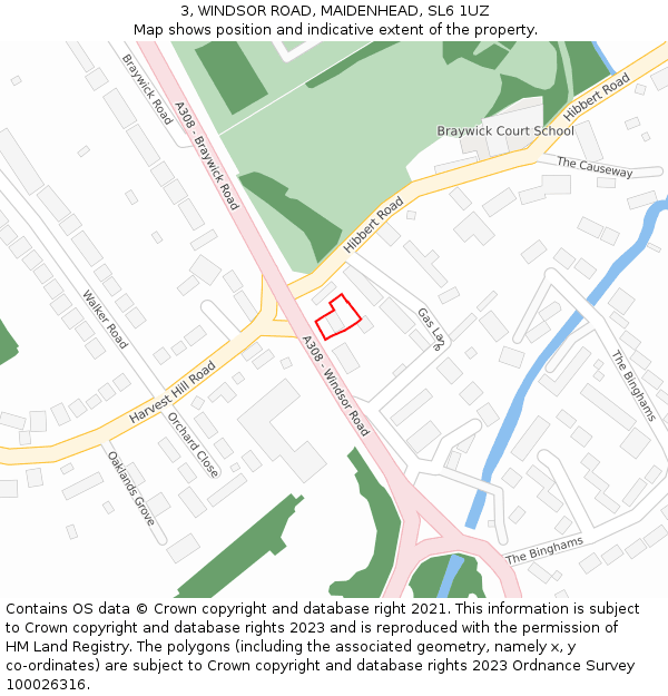 3, WINDSOR ROAD, MAIDENHEAD, SL6 1UZ: Location map and indicative extent of plot