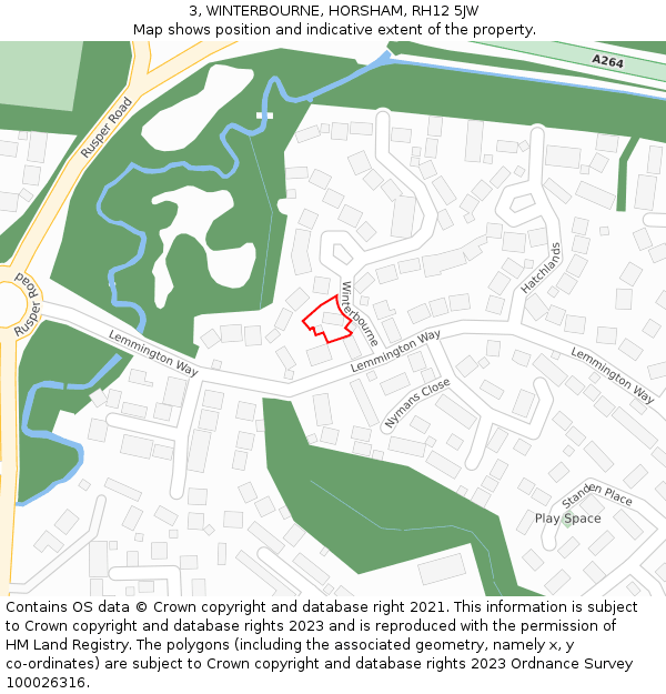 3, WINTERBOURNE, HORSHAM, RH12 5JW: Location map and indicative extent of plot