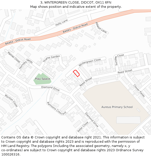 3, WINTERGREEN CLOSE, DIDCOT, OX11 6FN: Location map and indicative extent of plot