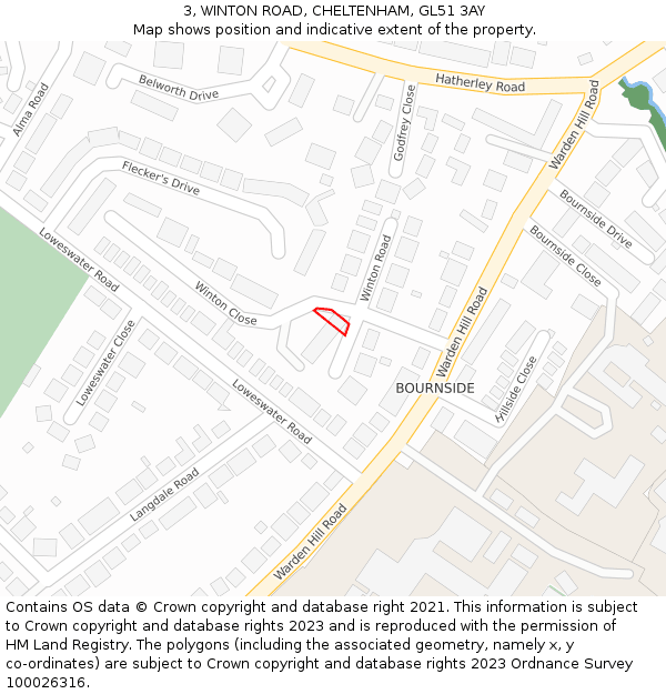 3, WINTON ROAD, CHELTENHAM, GL51 3AY: Location map and indicative extent of plot