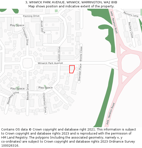 3, WINWICK PARK AVENUE, WINWICK, WARRINGTON, WA2 8XB: Location map and indicative extent of plot