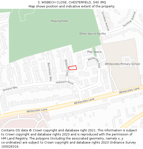 3, WISBECH CLOSE, CHESTERFIELD, S40 3RQ: Location map and indicative extent of plot