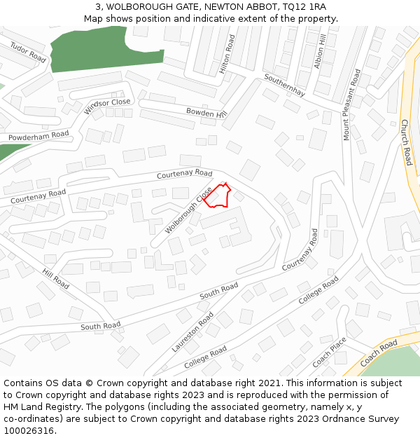 3, WOLBOROUGH GATE, NEWTON ABBOT, TQ12 1RA: Location map and indicative extent of plot