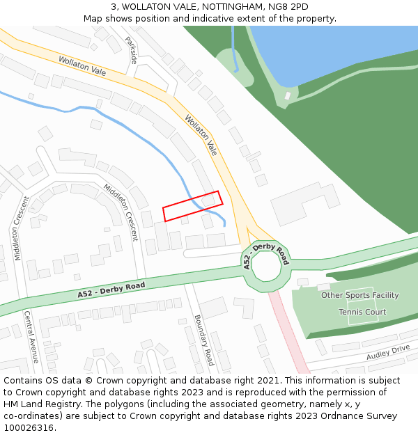 3, WOLLATON VALE, NOTTINGHAM, NG8 2PD: Location map and indicative extent of plot