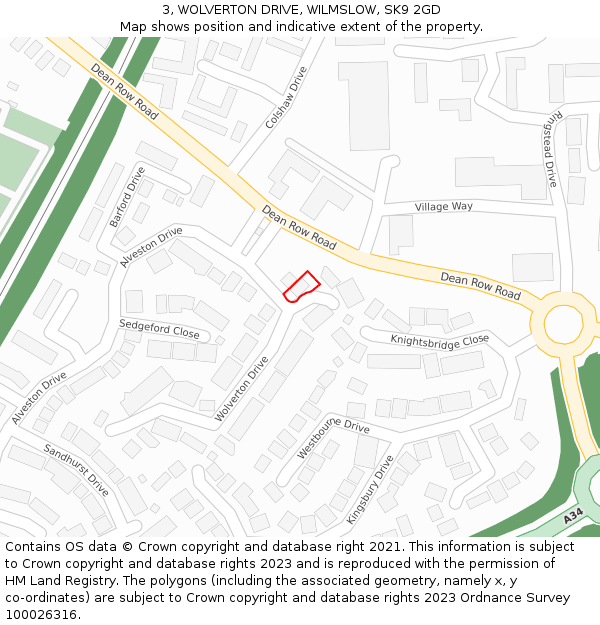 3, WOLVERTON DRIVE, WILMSLOW, SK9 2GD: Location map and indicative extent of plot