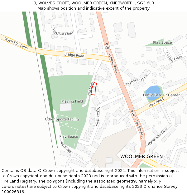 3, WOLVES CROFT, WOOLMER GREEN, KNEBWORTH, SG3 6LR: Location map and indicative extent of plot